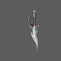 Ornate Mythical Dagger With Golden Accents Purple Hilt And Intricate Blade Patterns