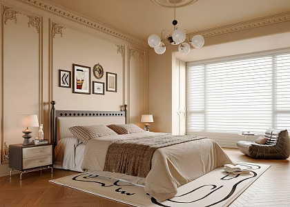 French Middle Style Bedroom 3d model