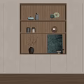 Modern Bookcase Interior Design With Shelves Decorative Vases Plates Dried Branches Artwork And Beige Cabinets