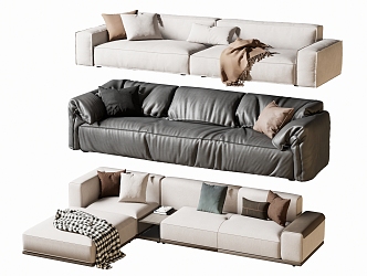 Modern double sofa multiplayer sofa corner sofa 3d model