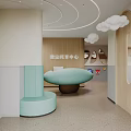 Preschool Interior Design With Soft Mushroom Seating And Cloud Lights 3d model