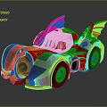 Black Batmobile Sculpture with 3D Model Bat Wing Design and Streamlined Body 3d model