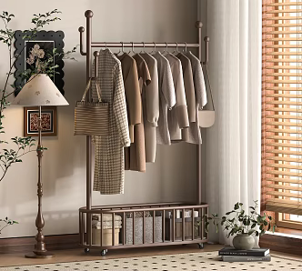 Modern Hanger Coat Rack Floor Hanger Mobile Coat Rack 3d model