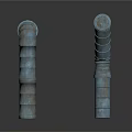 Two Curved Industrial Metal Pipes With Textured Surface And Durable Construction