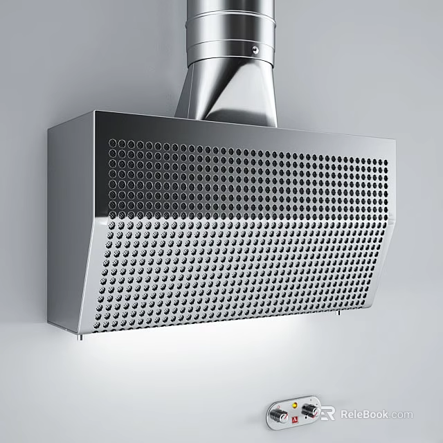 Modern Stainless Steel Kitchen Range Hood with Perforated Mesh Design 3d model 