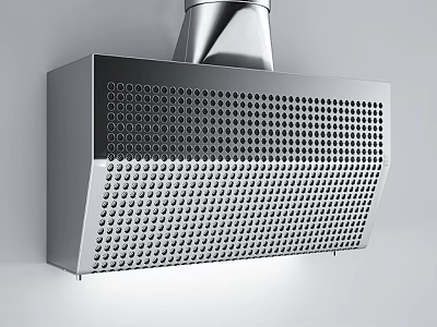 Modern Stainless Steel Kitchen Range Hood with Perforated Mesh Design 3d model