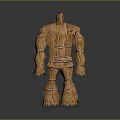 Straw Scarecrow 3D Model Back View With Tied Structure And Humanoid Shape
