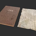 Vintage Brown Leather Notebook With Old Paper And Ancient Handwritten Script 3d model
