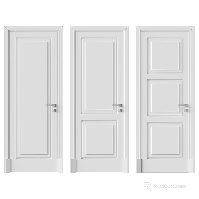 White Hinged Doors With Various Panel Designs For Home Interior Use 3d model