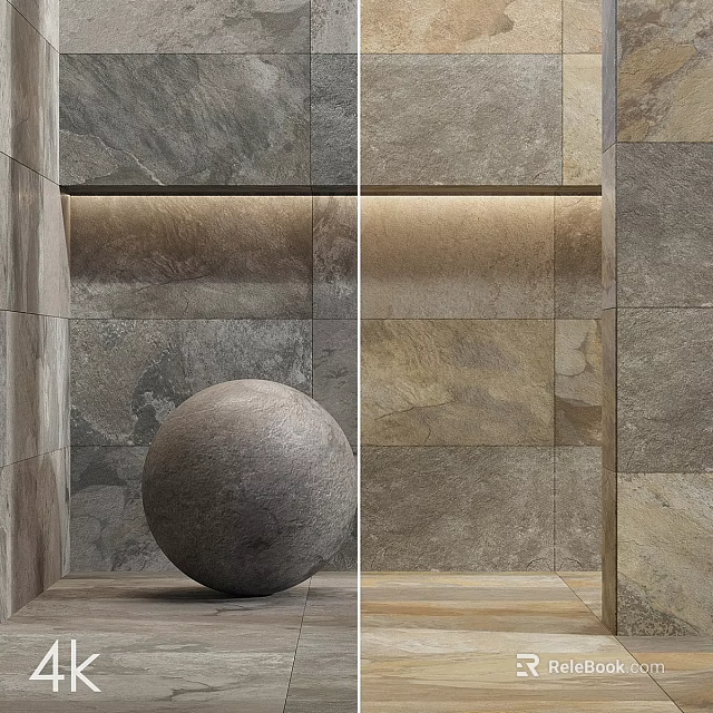Stone Components Featuring Textured Wall And Round Sphere With Natural Stone Textures 3d model