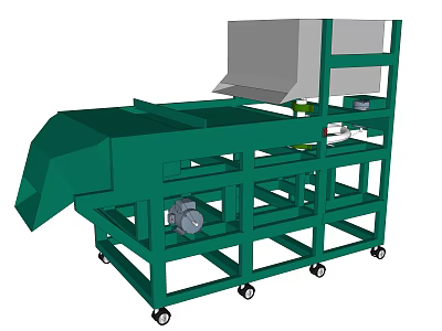 Green Mobile Industrial Equipment With Tilting Structure And Motorized Parts 3d model