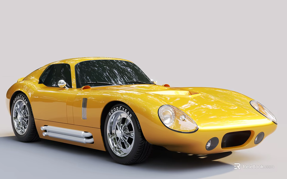 Yellow Classic Sports Car With Sleek Design 3d model 