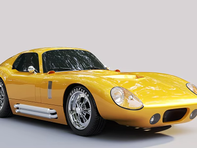 Yellow Classic Sports Car With Sleek Design 3d model
