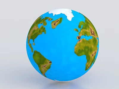 Decorative Globe Ornament Set With Blue Surface Green Landmasses And White Polar Regions 3d model