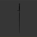 Medieval Classic Sword With Long Metal Blade Wooden Hilt And Decorative Pommel