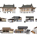Traditional and Modern Residential Buildings with Tile Roofs Wooden Structures and Stone Walls