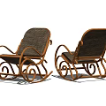 Comfortable Leisure Rocking Chair With Wooden Curved Frame And Rattan Seat Design