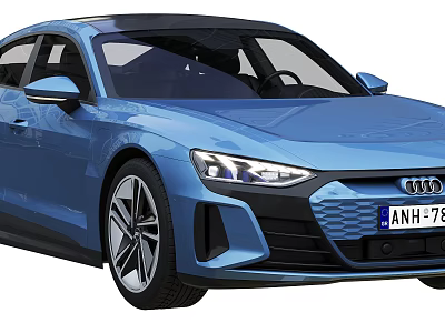 Blue Audi Electric Sedan With Sleek Body Modern Design And LED Headlights 3d model