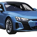Blue Audi Electric Sedan With Sleek Body Modern Design And LED Headlights
