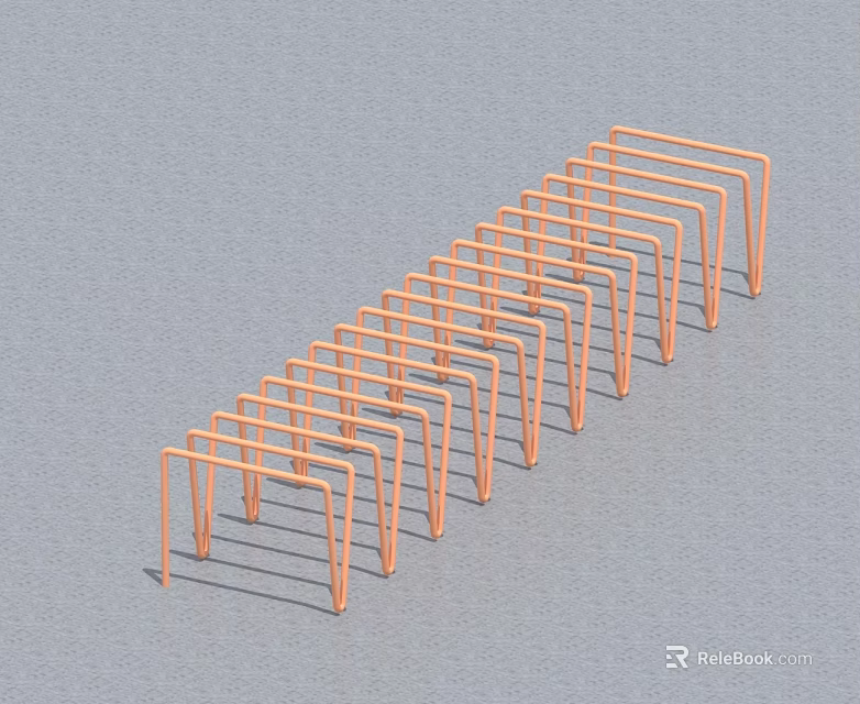 Modern Swing Doors With Orange Metal Frames Arranged In Multiple Structure 3d model