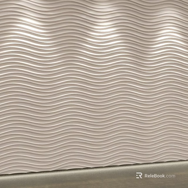 Light Neutral Wavy Textured Wall Panel Design For Modern Home Decor 3d model 