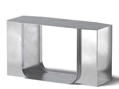 Modern Silver Metal Side Table with Smooth Surface and U Shaped Structure for Living Room 3d model