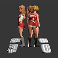 Game Movie Cheerleader Characters Two Blonde Women In Red Outfits Showing Cheer Spirit