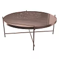 Round Coffee Table With Black Glass Top And Gold Metal Crossed Legs