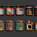 Assorted Sauce Jars with Diverse Flavors Colorful Labels and Unique Packaging for Culinary Use