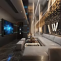 Elegant Modern KTV Interior Design With Large Screen TV Luxury Sofa And Lighting