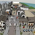 Traditional Commercial Street with Classic Architecture Plaza Pedestrian Walkways and Retail Shops