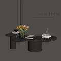 Modern Black Two Tiered Coffee Table With Yellow Flowers Books And White Tray