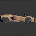 Stylish Orange Convertible Sports Car With Textured Body Black Wheels And Sharp Headlights