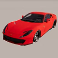 Red Two Door Sports Car With Sleek Design In Concrete Indoor Showroom