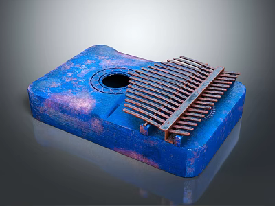 Blue Purple Textured Equipment With Arranged Metal Strips And Central Circular Hole 3d model