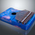 Blue Purple Textured Equipment With Arranged Metal Strips And Central Circular Hole