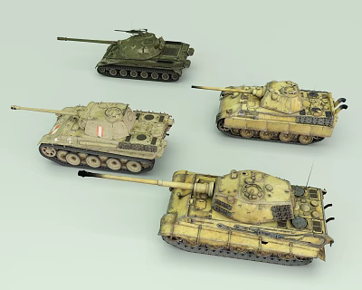 Multiple Vintage Military Tank Models With Weathered Paint And Detailed Armor 3d model Multiple Vintage Military Tank Models With Weathered Paint And Detailed Armor 3d model