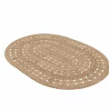 Beige Textured Woven Round Rug With Openwork Natural Pattern For Modern Home Interior