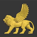 Golden Winged Lion Game and Movie Character With Mythical Features and Detailed Wings