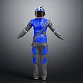 Blue And Gray Functional Outfit With Reflective Details Helmet Visor And Crossbody Bag
