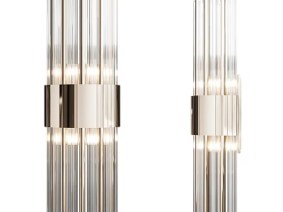 Modern Wall Lamps With Vertical Glass Stripes Chrome Base And Illuminated Design 3d model
