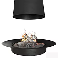 Modern Black Conical Fireplace Design With Stylish Decorative Flame Base 3d model