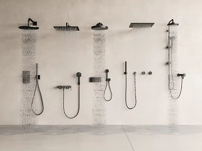 Modern Shower Heads Featuring Rainfall And Handheld Designs For Bathroom Use 3d model