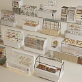 Pastry Shop Interior Featuring Glass Display Cases With Assorted Desserts And Baked Goods
