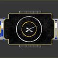 Helicopter Landing Platform With Black Surface Yellow White Circular Marking And Blue Yellow Edges