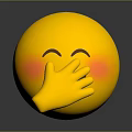 Cute Yellow Emoji Decorative Ornament Set with Smiling Eyes Blushing Cheeks and Hand Covering Face
