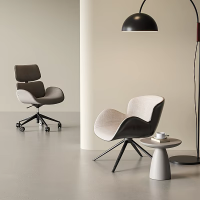 Modern Ergonomic Office Chair With Gray Fabric Upholstery And Rolling Wheels Design 3d model