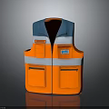 High Visibility Orange And Blue Reflective Safety Vest With Multiple Pockets For Workwear