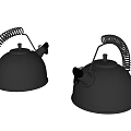 Black Electric Kettles With Coiled Handles As Essential Daily Use Appliances