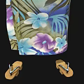 Traditional Japanese Kimono With Floral Pattern Blue Belt And Geta Sandals